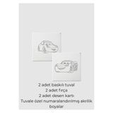 Piece Of Date Arabalar Sayılarla Tuval Boyama Seti (Şimşek McQueen ve Sally) 15x15