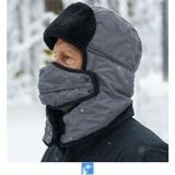 PIECE SIGNATURE %70 Acrylıc %30 Cotton, Suya Dayanıklı Içi Yumoş Kürklü Rus Pilot Şapka ( Maskeli ) - 56 - 59 - Gri