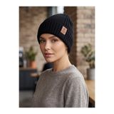 PIECE SIGNATURE Unisex İçi Polar Astarlı Kalın Kışlık Örgü Bere - Deri Detaylı
