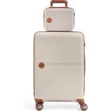 Piel Lino Kabin Boy ve Makyaj Polipropilen Valiz PL015239-SMK Beyaz-Camel - Beyaz - Camel