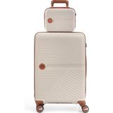 Piel Lino Orta Boy ve Makyaj Polipropilen Valiz PL015239-MMK Beyaz-Camel - Beyaz - Camel