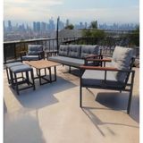 Pielize Bahçe Ve Balkon Mobilyası Gri 3+1+1, Sehpa Ve 2 Puflu Gri