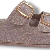 Pienn 20061 Kadın Bronz Pırıltılı Tokalı Günlük Kullanım Terlik