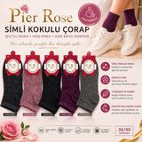 Pier Rose Simli Kadın Çorap Kokulu Parlak Soket Çorap 3 Lü Paket - 36 - 40 - Pudra