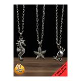 Piercing Market Steel & Silver 3 Lü Set Kombin Kolye Deniz Yıldızı Denizatı Ve Yengeç Özel Tasarım Hediyelik Kolye Set