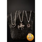 Piercing Market Steel & Silver 3 Lü Set Kombin Kolye Kalp Atlı Melek Ve Madalyon fil Özel Tasarım Hediyelik Kolye Set