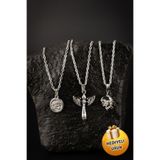 Piercing Market Steel & Silver 3 Lü Set Kombin Kolye Peri Kızı Güneş Ve Göz Özel Tasarım Hediyelik Kolye Set