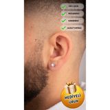 Piercing Market Steel & Silver Erkek Çelik Şık Takı Paslanmaz Kararmaz Zirkon Taşlı Moda Küpe