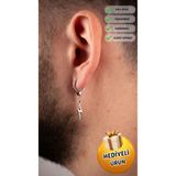 Piercing Market Steel & Silver Erkek Çelik Takı Halka Sallantılı Şimşek Model Küpe Paslanma Kararma Yapmaz