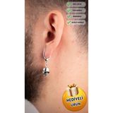 Piercing Market Steel & Silver Erkek Çelik Takı Paslanmaz Kararmaz Özel Tasarım Kurukafa Sallantılı Halka Küpe