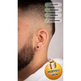 Piercing Market Steel & Silver Erkek Çelik Takı Paslanmaz Kararmaz Zirkon Taşlı Moda Küpe