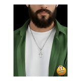 Piercing Market Steel & Silver Erkek Gümüş Renk Haç Figürlü Tasarım Kolye