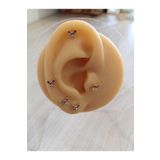 Piercing Work Shop Zirkon Taşlı Eflatun Kelebek Tragus, Helix piercing 6 mm 316L