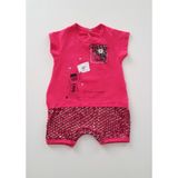 Piero Kids Kız Bebek Tulum Mektuplu Kedi Golf Tulum - 3 - 6 Ay - Fuşya