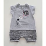 Piero Kids Kız Bebek Tulum Mektuplu Kedi Golf Tulum - 3 - 6 Ay - Gri