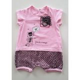 Piero Kids Kız Bebek Tulum Mektuplu Kedi Golf Tulum - 3 - 6 Ay - Pembe