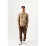 Piero Perla Polo Yaka Slim Fit Uzun Kollu Erkek Haki T-Shirt