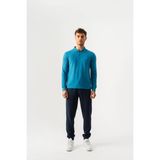 Piero Perla Polo Yaka Slim Fit Uzun Kollu Erkek Kobalt T-Shirt