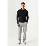 Piero Perla Polo Yaka Slim Fit Uzun Kollu Erkek Siyah T-Shirt - XL