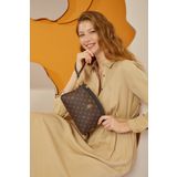 Pierre Cardin 05PO22Y1547 Kahve Siyah Monogram Kadın Portföy & Clutch Çanta