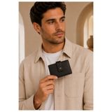 Pierre Cardin %100 Hakiki Deri Çıtçıtlı Erkek Siyah Kartlık - Deri Erkek Aksesuar - PC-0414