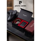 Pierre Cardin %100 Hakiki Deri Kutulu Kemer Cüzdan & Şık Erkek Deri Terlik 3'lü Hediye Damat Çeyiz Seti