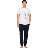 Pierre Cardin %100 Pamuk Penye Erkek Pijama Takım, Bisiklet Yakalı, Cep Detay - Beyaz - XL