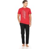 Pierre Cardin %100 Pamuk Penye Erkek Pijama Takım, Bisiklet Yakalı, Cep Detay - Kırmızı - 2XL