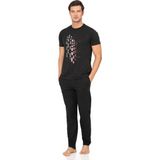Pierre Cardin %100 Pamuk Penye Erkek Pijama Takım, Bisiklet Yakalı, Cep Detay - Siyah