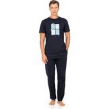 Pierre Cardin %100 Pamuk Penye Erkek Pijama Takım, Yazı Baskılı Bisiklet Yakalı, Cep Detay - Lacivert - 2XL