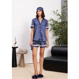 Pierre Cardin 1325 Kadın Saten Biyeli Kısa Kol Şort Pijama Takımı