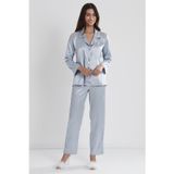 Pierre Cardin 1438 Kadın Saten Dantelli Pijama Takımı, Mist, S Beden