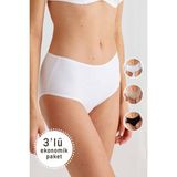 Pierre Cardin 2033 Beyaz Maxi Cut 3'lü Kadın Külot