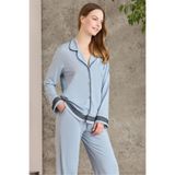 Pierre Cardin 2200 Kadın Uzun Kollu Gömlek Pijama Takımı, Mist, S Beden