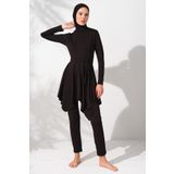 Pierre Cardin 231916 Siyah Uzun Kollu Volanlı Tesettür Mayo Takım