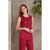 Pierre Cardin 2800 Kadın Penye Dantelli Sabahlıklı Pijama Takımı, Bordo, S Beden