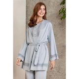 Pierre Cardin 2800 Mist Desenli Kadın Penye Dantelli Sabahlıklı Pijama Takım