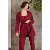 Pierre Cardin 2805 Bordo Hamile Lohusa Sabahlıklı Pijama Takım