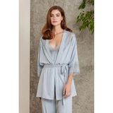 Pierre Cardin 2820 Kadın Penye Dantelli Sabahlıklı Pijama Takım-Mist