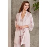 Pierre Cardin 2820 Kadın Penye Dantelli Sabahlıklı Pijama Takımı, Pudra, S Beden
