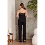 Pierre Cardin 2820 Kadın siyah Dantelli Penye 3'lü Sabahlıklı Pijama Takım