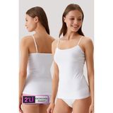 Pierre Cardin 2'li Ekonomik Paket Beyaz 1204 Ince Askılı Basic Pamuklu Atlet Set - 38 - Beyaz - Beyaz