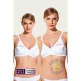 Pierre Cardin 2'li Paket Beyaz Pamuklu Emzirme Sütyeni Kapsız Desteksiz Yumuşak Dokulu 6832 - Beyaz - Beyaz - 95B