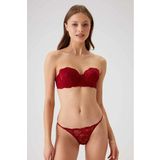 Pierre Cardin 4032 Bordo Kadın Balenli Straplez Destekli Sütyen Takım