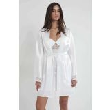 Pierre Cardin 4090 Ekru Midi Dantel Sabahlık Gecelik Set