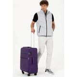 Pierre Cardin 4200 Orta Boy Ultra Light Hafif Lüx Kumaş Tekerlekli Valiz Mor Renkli