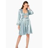 Pierre Cardin 4265 Mist Dantel Detay Saten Gecelik Sabahlık Takımı