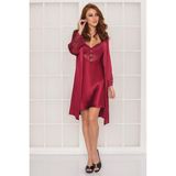 Pierre Cardin 4300 Bordo 2'li Saten Kısa Gecelik Sabahlık