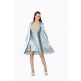 Pierre Cardin 4300 Mist 2'li Saten Kısa Gecelik Sabahlık
