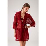Pierre Cardin 4663 Kadın Dantel Sabahlık-Bordo